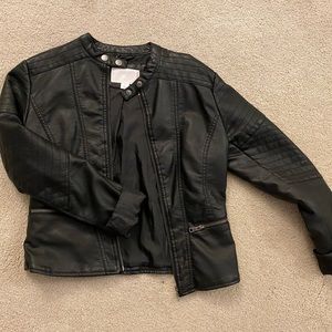 black FAUX leather moto jacket